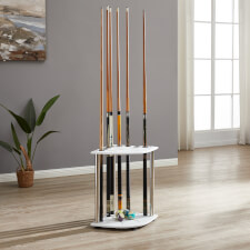 The Strikeworth Corner cue stand in white.