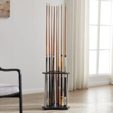 The Strikeworth curved cue rack in black.