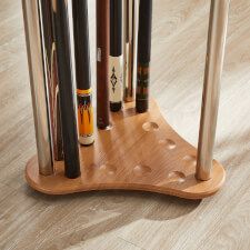The Strikeworth curved cue rack in oak.