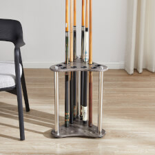 The Strikeworth curved cue rack in driftwood.