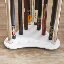 The Strikeworth curved cue rack in white.
