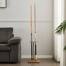 The Slim cue stand in oak.