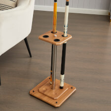 The Slim cue stand in oak.