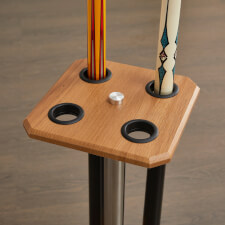 The Slim cue stand in oak.