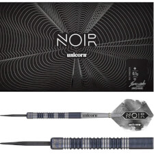 The Noir James Wade darts box closed with dart.