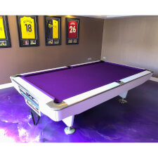 The LA Pro in white with purple cloth.