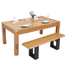 The Pureline Diner in oak with optional matching bench.