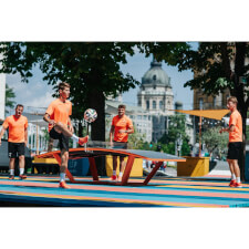 People playing Teqball One.