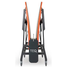 The Teqball Smart table folded front view.