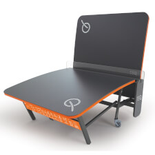 The Teqball Smart table half folded.