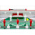 The pitch of a red Flamingo football table