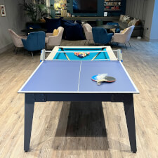 The Steel pool table with table tennis top.