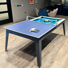 The Steel pool table with Tennis table top.