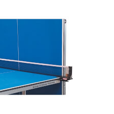A half folded Butterfly Active 19 Deluxe Rollaway Tennis Table