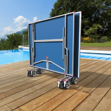 Butterfly Garden Rollaway 4000 Tennis Table folded in blue.
