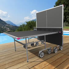 Butterfly Garden Rollaway 4000 Tennis Table half folded in grey.