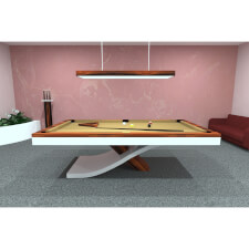 A Flow Slate Bed Pool table with yellow cloth