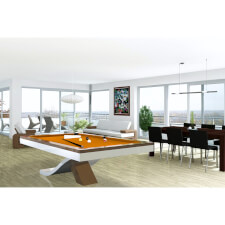 A Flow Slate Bed Pool Table with orange cloth