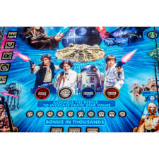 A close up shot of the Stern Star Wars Pin pinball machine