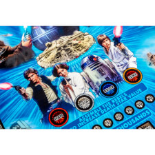 A close up shot of the Stern Star Wars Pin pinball machine