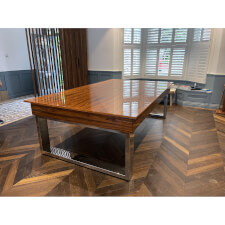 The Singapore in Ironwood with powder blue cloth.