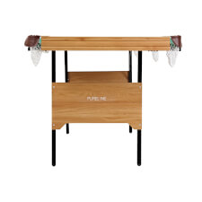 The Pureline snooker table in oak viewed from the end.