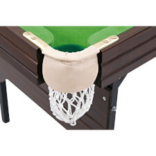 The pocket and catch net on the Pureline snooker table.