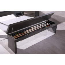 The optional storage bench with accessories inside.