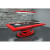 A red Everest Slate Bed Pool table with black cloth