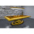 A yellow Everest Slate Bed Pool table with orange cloth