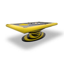 A yellow Everest Slate Bed Pool table with grey cloth