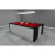 A black Fusion Slate Bed Pool table with red cloth