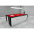 A black Fusion Slate Bed Pool table with red cloth