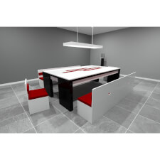 A black Fusion Slate Bed Pool table with a table top