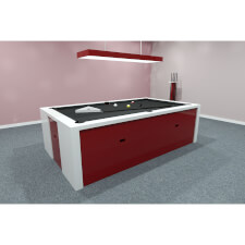 A white Fusion Slate Bed Pool table with grey cloth