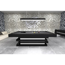 A black Manhattan Slate Bed Pool table with grey cloth