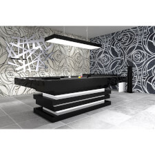 A black Manhattan Slate Bed Pool table with grey cloth