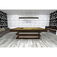 A brown Manhattan Slate Bed Pool table with yellow cloth