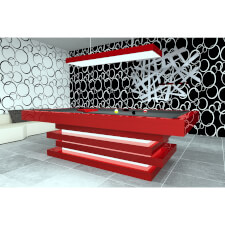 A red Manhattan Slate Bed Pool table with grey cloth