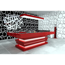 A red Manhattan Slate Bed Pool table with grey cloth