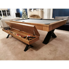 The Texas pool table with optional storage bench.