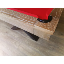 The Pocket Of The Texas II Pool Table With Red Cloth.