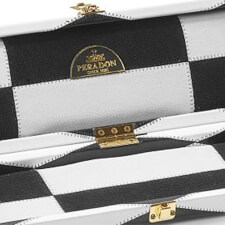 The Peradone Black And White Blawfi FD Leather Cue Case.