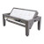The 7ft Multi Games & Dining Table in Driftwood with playfield rotating..