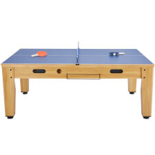 The 7ft Multi Games & Dining Table in Oak with table tennis tops fitted.
