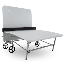 The Teq Lite Teqball Table half closed.