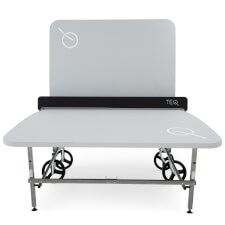The Teq Lite Teqball Table half closed.