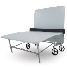 The Teq Lite Teqball Table half closed.