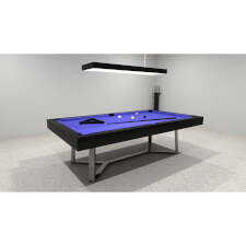 The Silverlight Deluxe Slate Bed Pool Table From Bilhares Europa With Black Finish And Smart Cloth.