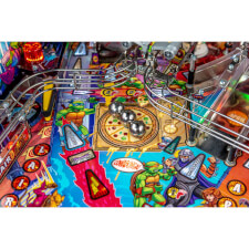 Playfield detail of the Teenage Mutant Ninja Turtles pinball machine.